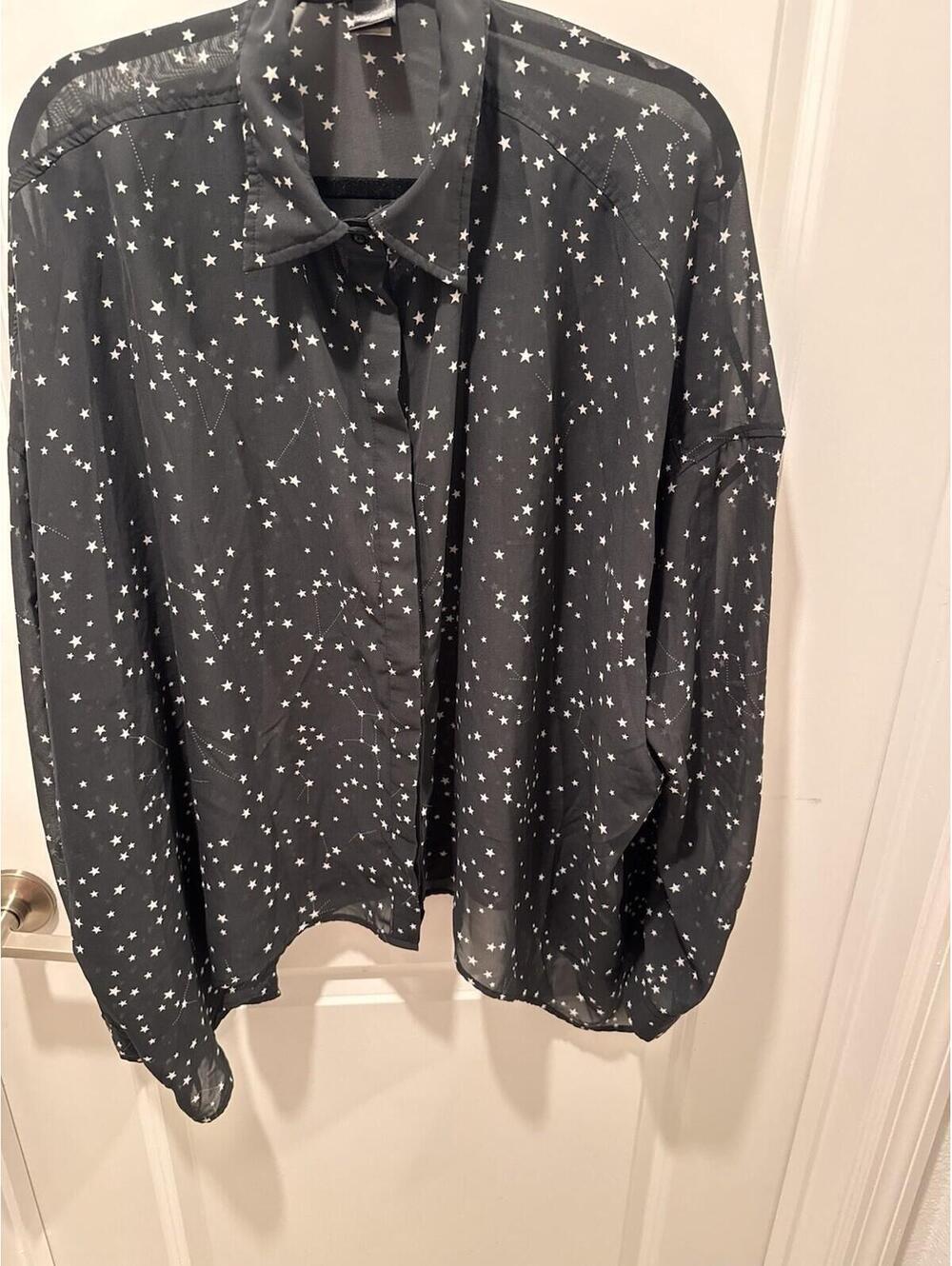 Hot Topic Women’s Star Blouse Semi Sheer Size XL